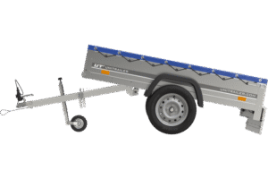 Remorque Garden Trailer 200 Kipp avec roue jockey et bâche plate bleue