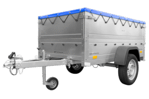 Remorque neuve 200×106 avec bâche plate, rehausses de ridelles et roue jockey – Garden Trailer 200 KIPP