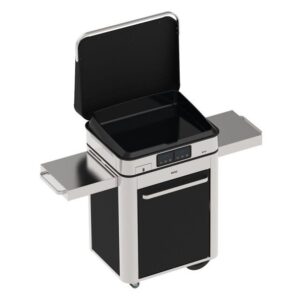 Plancha électrique Enosign 65 inox et noir sur chariot + capot