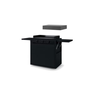 Plancha gaz Forge Adour Modern 75 acier noir sur chariot + capot